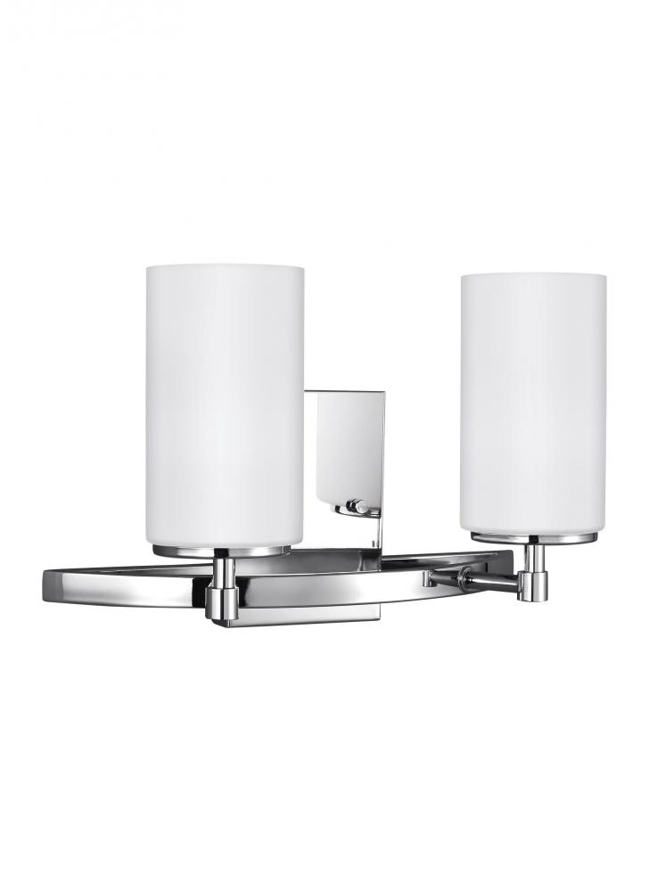 Alturas contemporary 2-light LED indoor dimmable bath vanity wall sconce in chrome silver finish wit