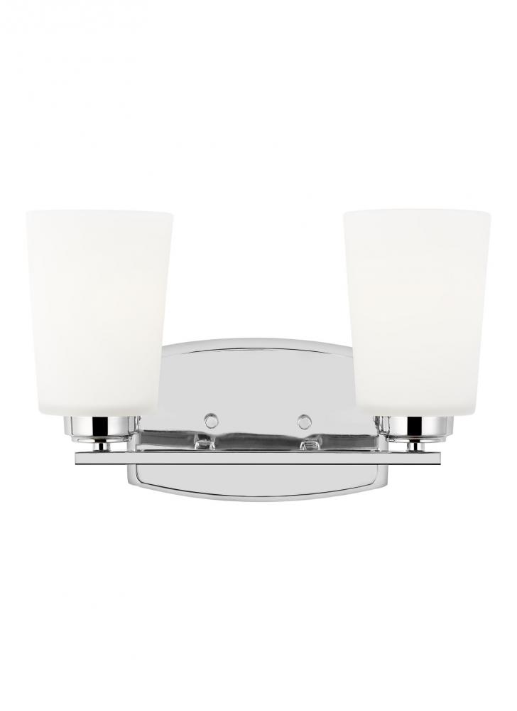 Franport transitional 2-light LED indoor dimmable bath vanity wall sconce in chrome silver finish wi