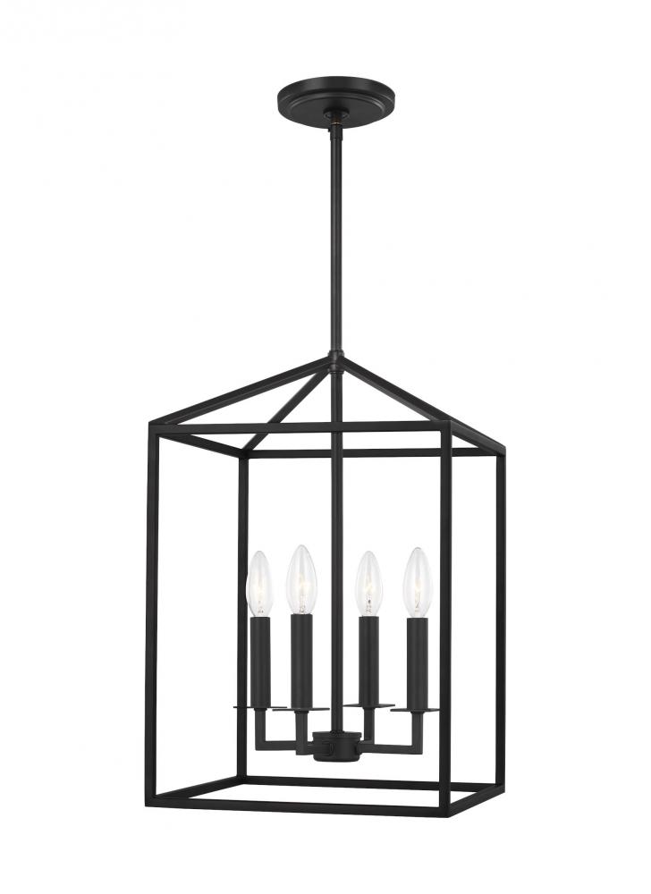 Perryton transitional 4-light LED indoor dimmable small ceiling pendant hanging chandelier light in