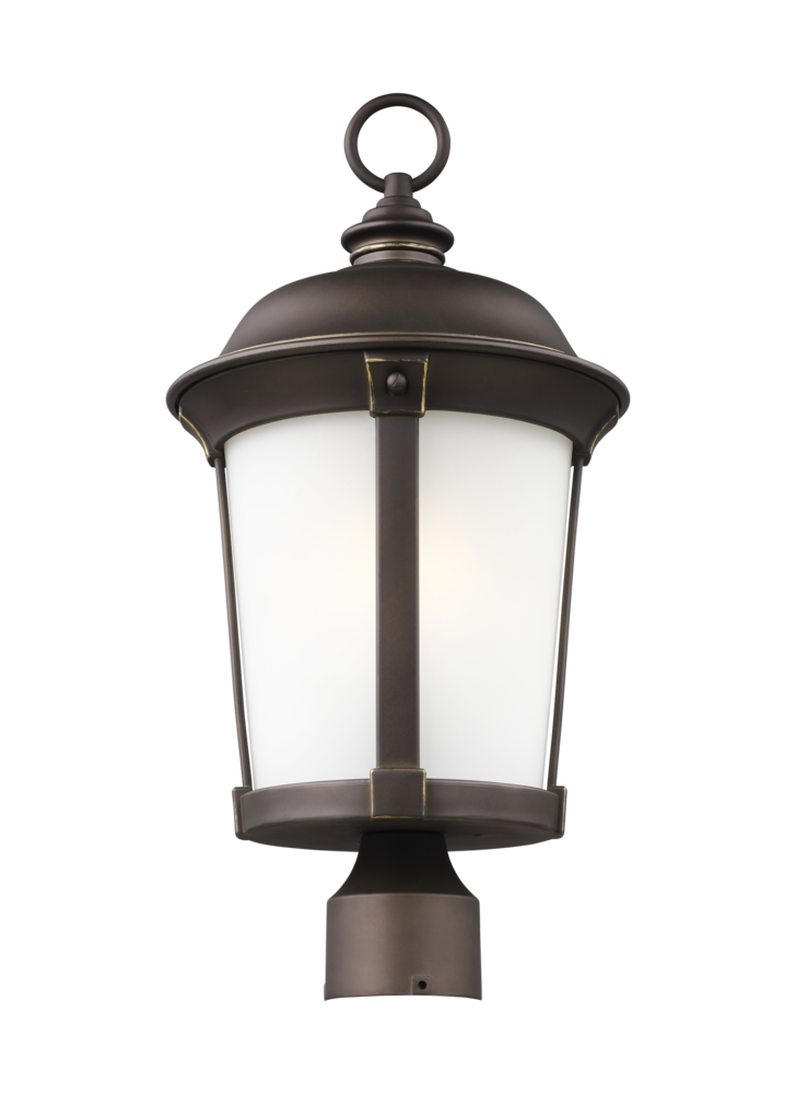 Calder traditional 1-light LED outdoor exterior post lantern in antique bronze finish with satin etc