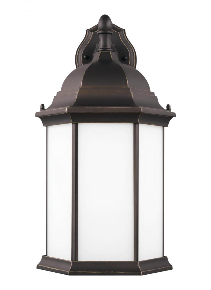 Sevier traditional 1-light LED outdoor exterior large downlight outdoor wall lantern sconce in antiq