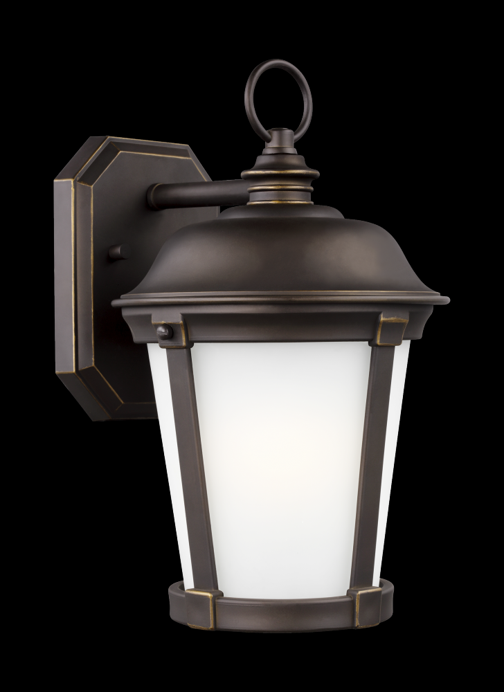 Calder traditional 1-light LED outdoor exterior medium wall lantern sconce in antique bronze finish