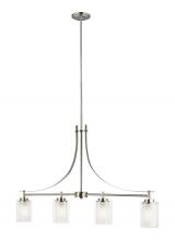 Generation Lighting 6637304EN3-962 - Elmwood Park traditional 4-light LED indoor dimmable linear ceiling chandelier pendant light in brus