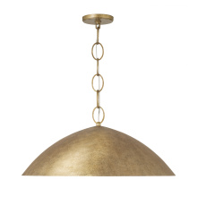 Capital 358512FT - 24" W x 11" H Integrated LED Dome Pendant in Textural Feathered Brass with Designer Chain
