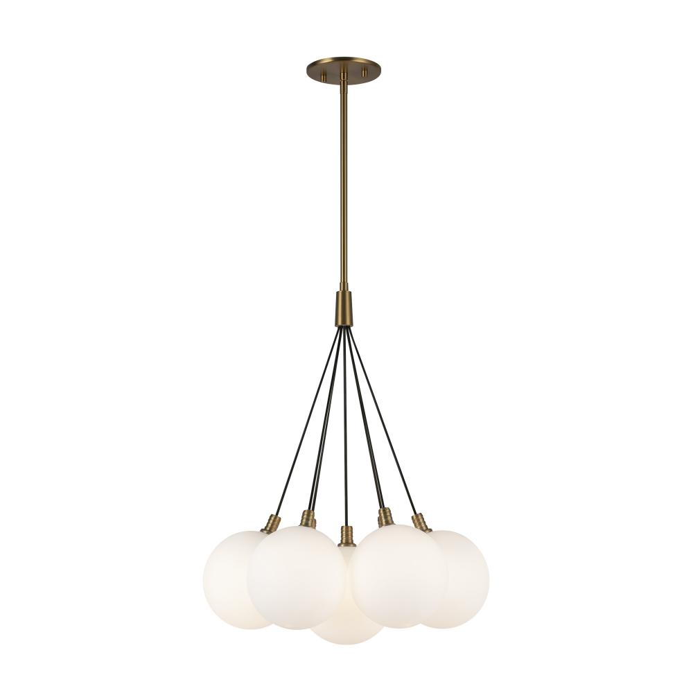 Bolla 16-in Brushed Gold/Opal Glass LED Chandelier