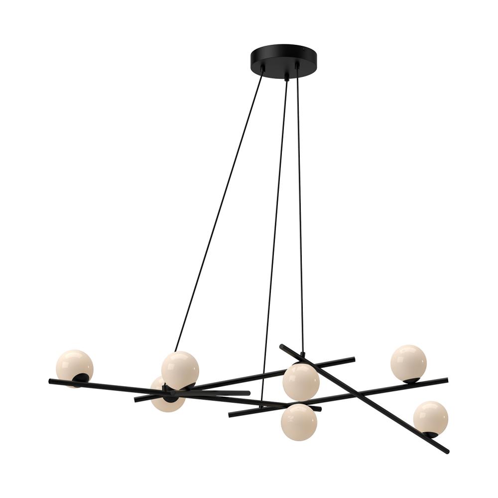 Amara 54-in Black/Glossy Opal Glass LED Chandelier