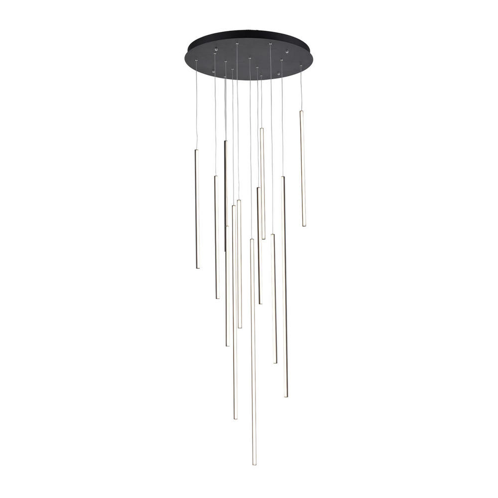 Chute 12 Head Black LED Multi Pendant