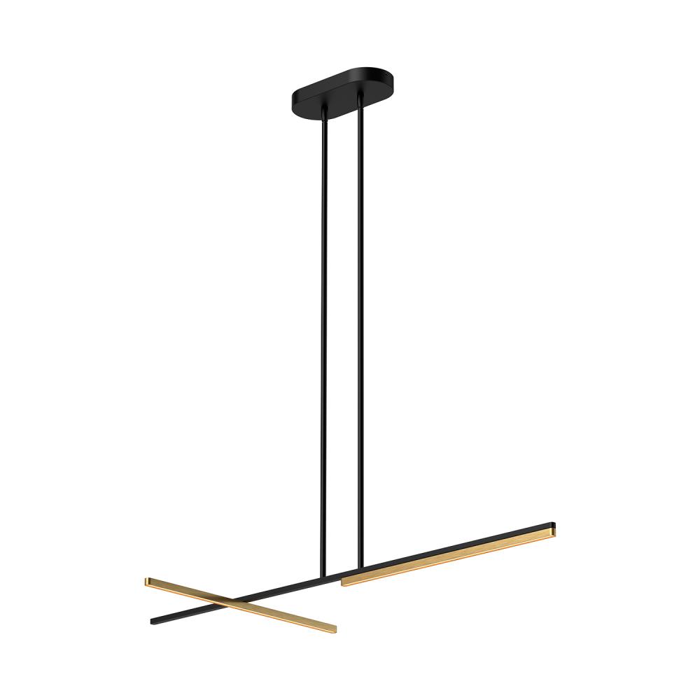 Shift 48-in Black/Brushed Gold LED Linear Pendant