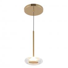 Kuzco Lighting Inc PD97204-MRB/CL - Stephord 4-in Metallic Brass/Clear Glass LED Pendant