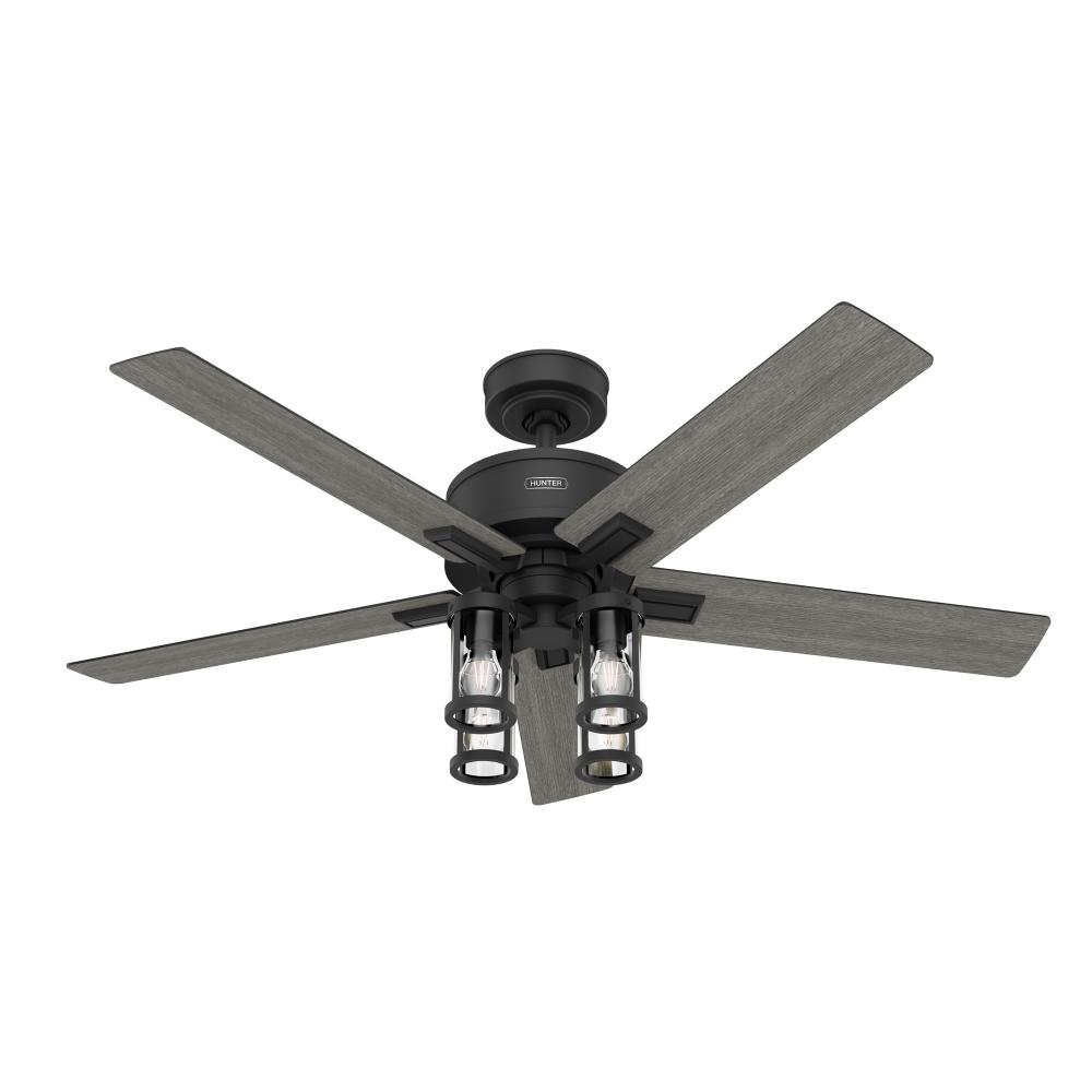 Hunter 52 inch Astwood II Matte Black Ceiling Fan with LED Light Kit and Handheld Remote