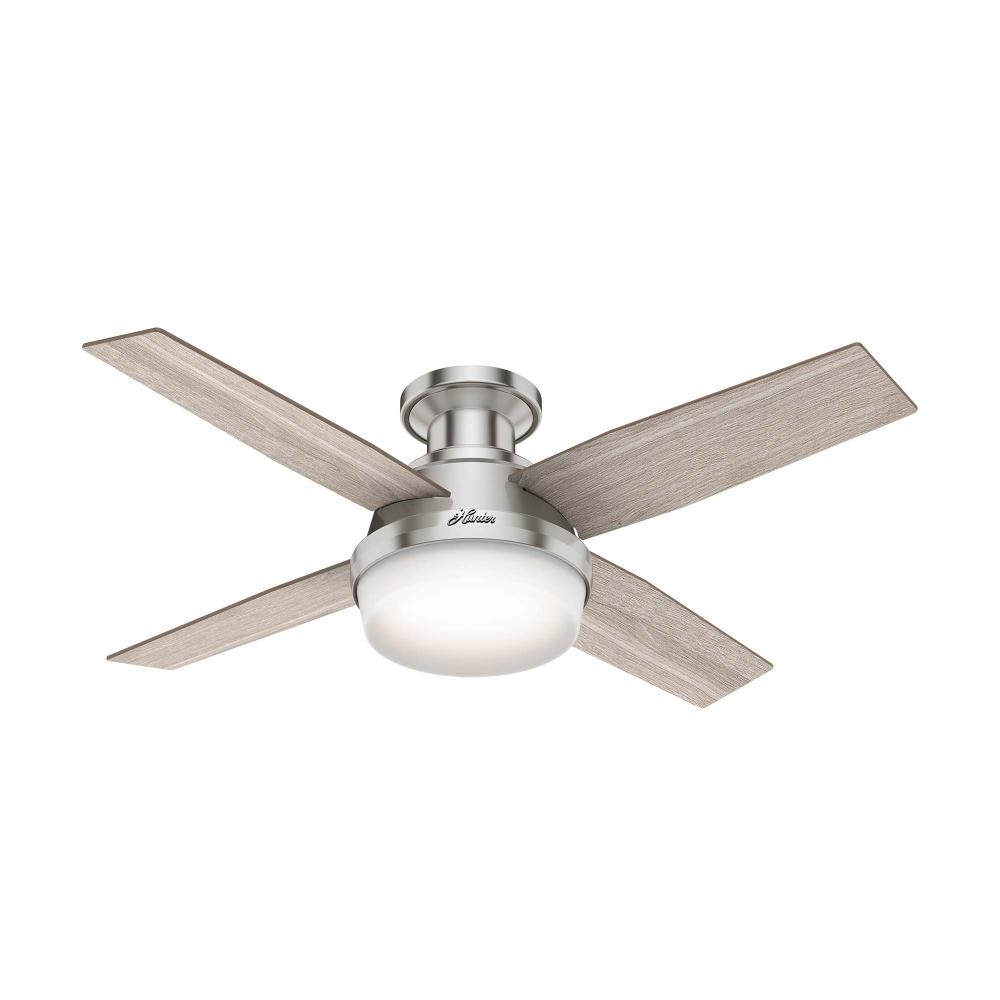 Hunter 44 inch Dempsey Brushed Nickel Low Profile Ceiling Fan with LED Light Kit and Handheld Remote