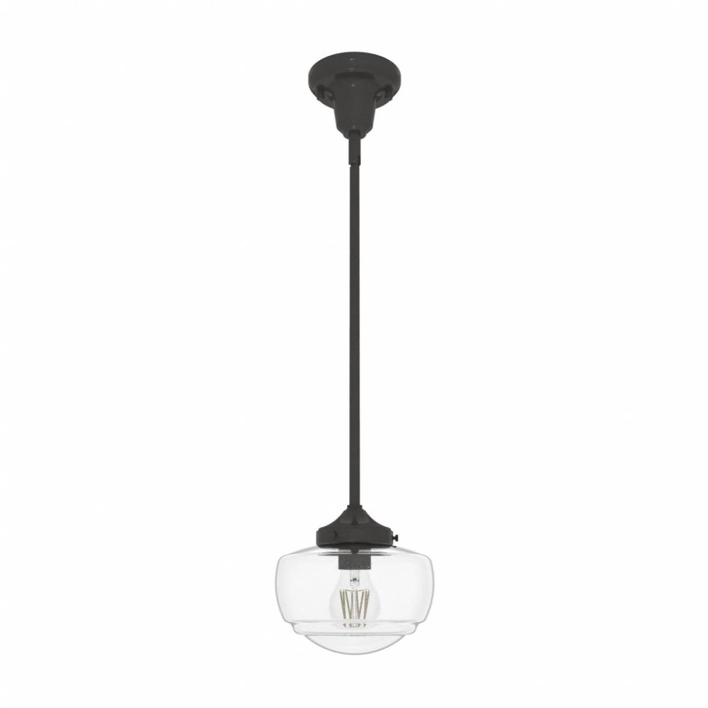 Hunter Saddle Creek Noble Bronze with Seeded Glass 1 Light Pendant Ceiling Light Fixture