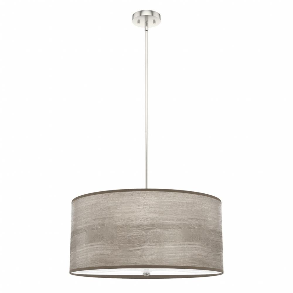 Light Grey Oak and Brushed Nickel with Painted Cased White Glass 4 LT Pendant Ceiling Light Fixture