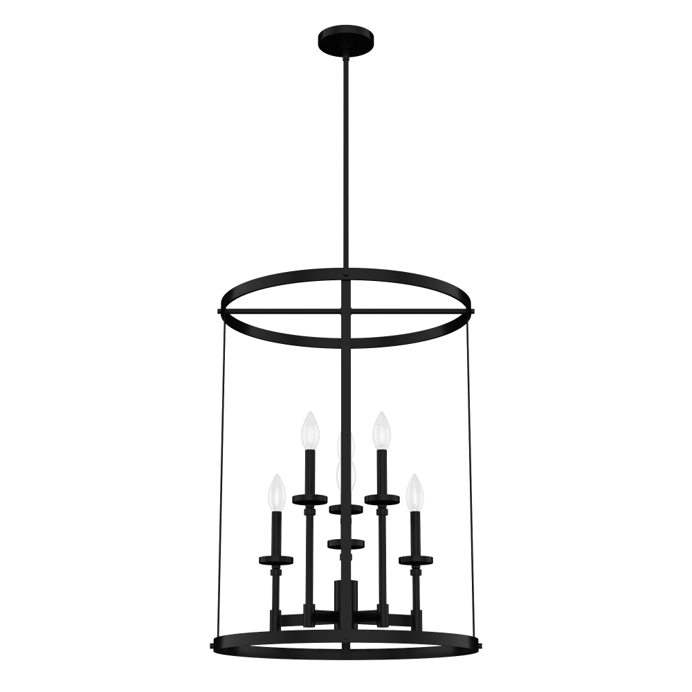 Hunter Briargrove Matte Black 6 Light Large Chandelier Ceiling Light Fixture