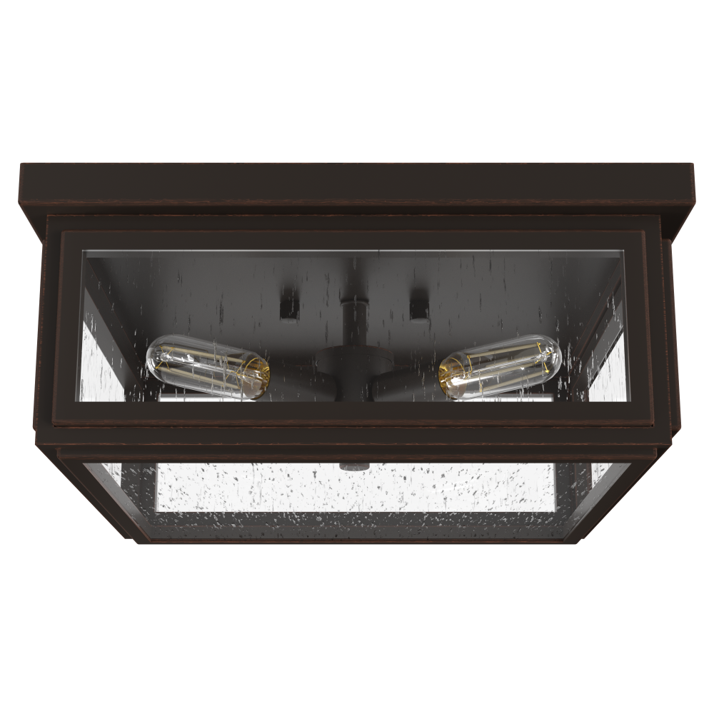 Hunter Felippe Onyx Bengal with Seeded Glass 4 Light Flush Mount Ceiling Light Fixture