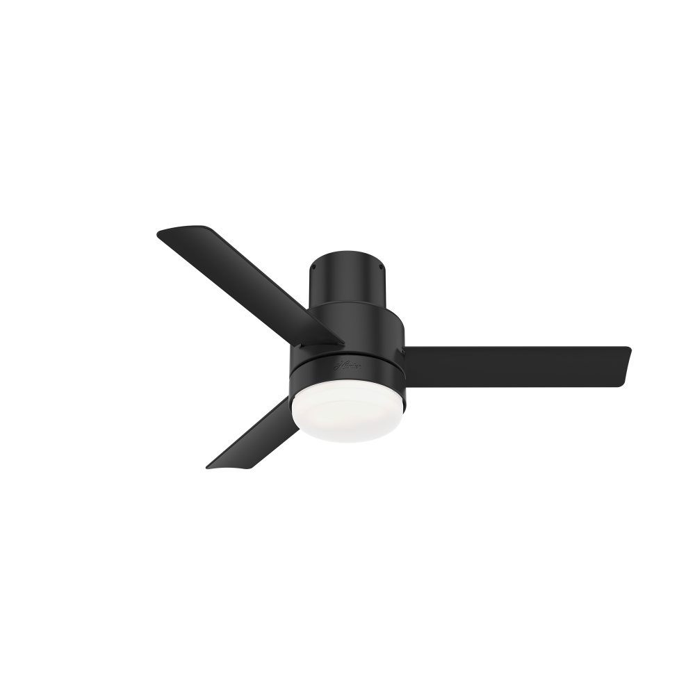 Hunter 44 inch Gilmour Matte Black Low Profile Damp Rated Ceiling Fan with LED Light Kit