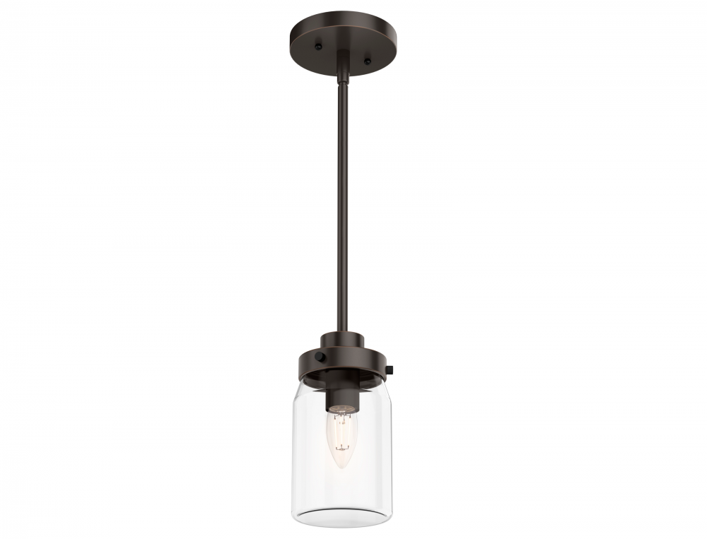 Hunter Devon Park Onyx Bengal with Clear Glass 1 Light Pendant Ceiling Light Fixture