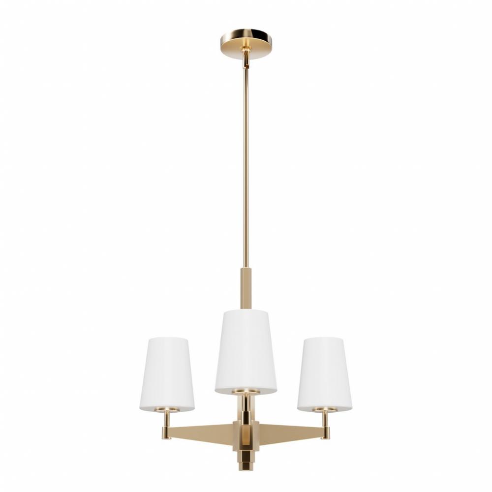 Hunter Nolita Alturas Gold with Cased White Glass 3 Light Chandelier Ceiling Light Fixture