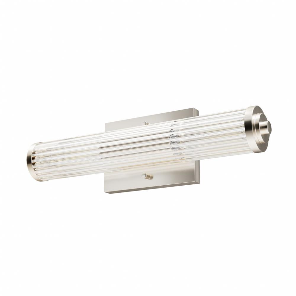 Hunter Holly Grove Brushed Nickel with Clear Glass 2 Light Bathroom Vanity Wall Light Fixture