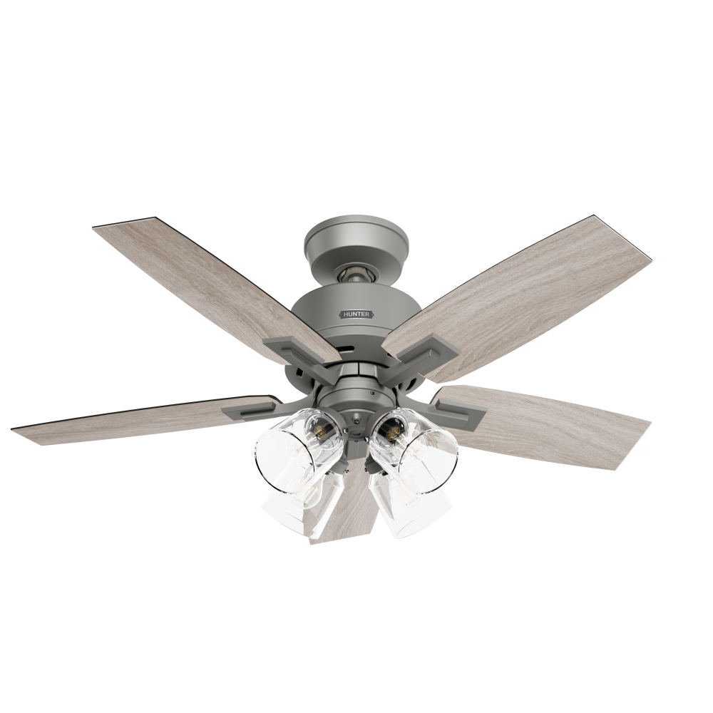 Hunter 44 inch Gatlinburg Matte Silver Ceiling Fan with LED Light Kit and Handheld Remote