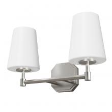 Hunter 19879 - Hunter Nolita Brushed Nickel with Cased White Glass 2 Light Bathroom Vanity Wall Light Fixture