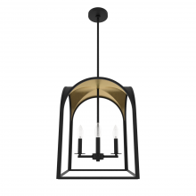 Hunter 19082 - Hunter Dukestown Natural Black Iron and Gold Leaf 4 Light Small Pendant Ceiling Light Fixture