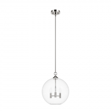 Hunter 48061 - Hunter High Oaks Brushed Nickel with Clear Seeded Glass 3 Light Pendant Ceiling Light Fixture