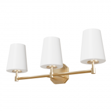 Hunter 19882 - Hunter Nolita Alturas Gold with Cased White Glass 3 Light Bathroom Vanity Wall Light Fixture