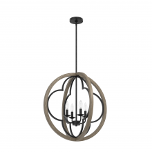 Hunter 19097 - Hunter Gablecrest French Oak and Rustic Iron 4 Light Pendant Ceiling Light Fixture