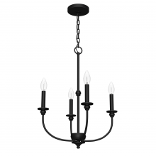 Hunter 19638 - Hunter Southcrest Matte Black 4 Light Mini Chandelier Ceiling Light Fixture