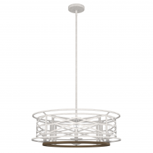 Hunter 19332 - Hunter Langwood Distressed White and Chestnut 4 Light Chandelier Ceiling Light Fixture