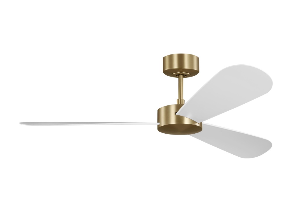 Paddle Smart 52 Ceiling Fan in Burnished Brass with Matte White Blades