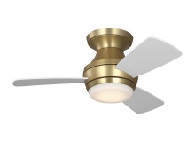 Visual Comfort & Co. Fan Collection 3IKHR32BBSD - Ikon 32 Hugger LED Ceiling Fan in Burnished Brass with Matte White Blades and Light Kit