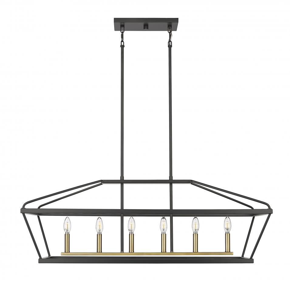 Surrey 6-Light Chandelier Ceiling Light Matte Black / Vintage Brass