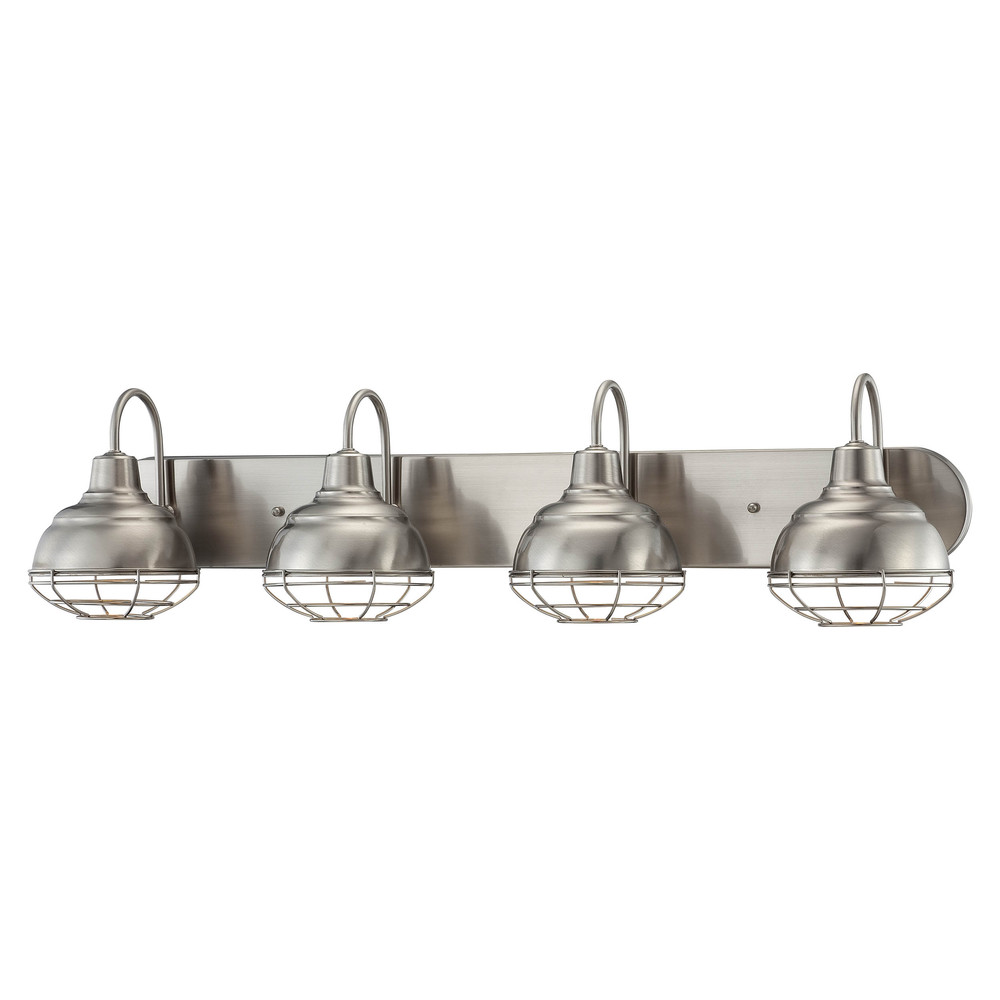 Neo-Industrial 4-Light Vanity Satin Nickel