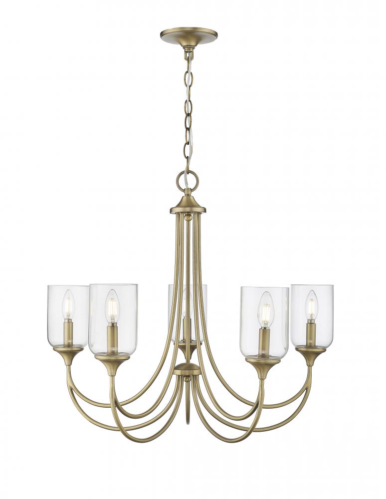 Waddingham 5-Light Chandelier Ceiling Light Vintage Brass