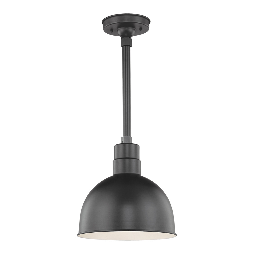 R Series 1-Light Stem Hung Deep Bowl Shade Satin Black