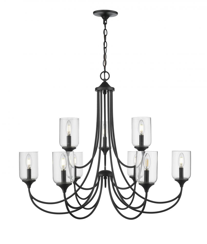 Waddingham 9-Light Chandelier Ceiling Light Matte Black