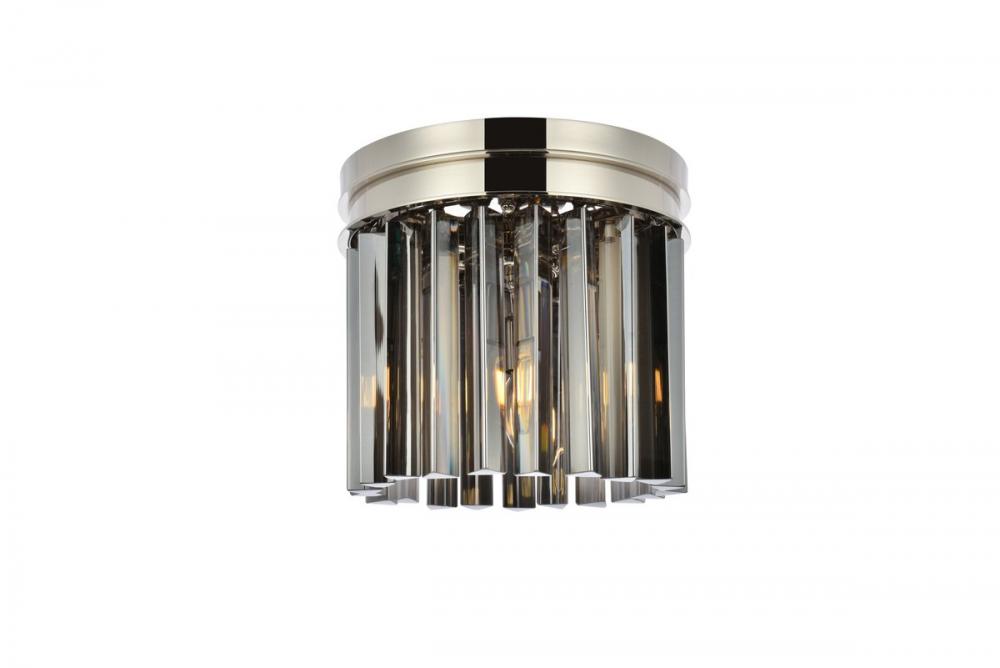 Sydney 3 Light Polished Nickel Flush Mount Silver Shade (Grey) Royal Cut Crystal