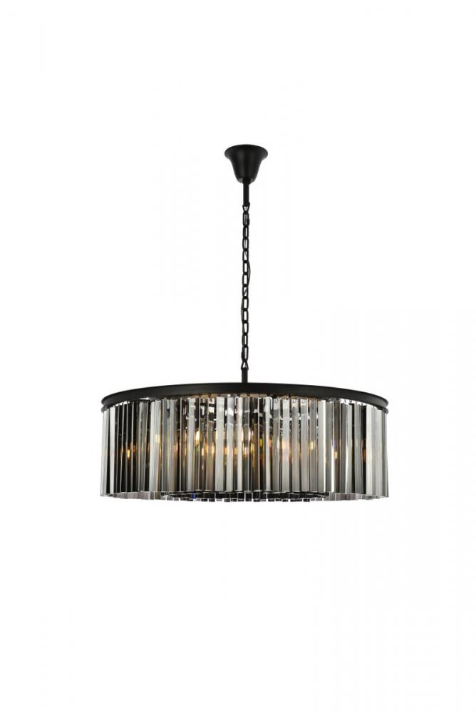 Sydney 10 Light Matte Black Chandelier Silver Shade (Grey) Royal Cut Crystal