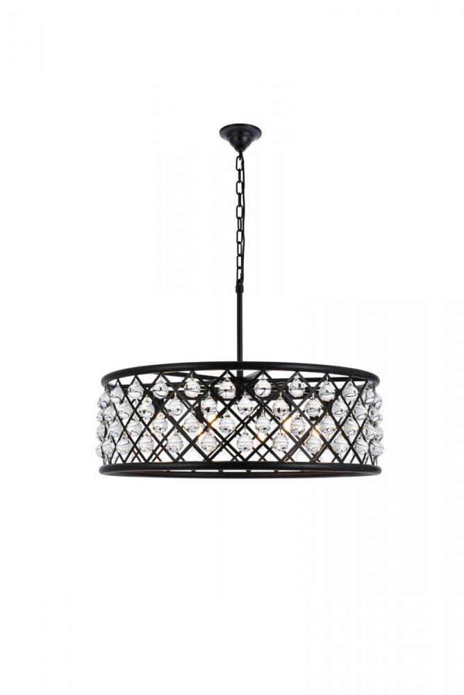 Madison 8 Light Matte Black Chandelier Clear Royal Cut Crystal