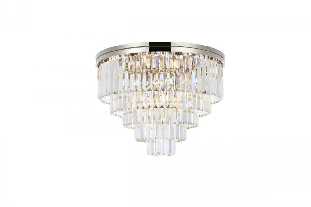 Sydney 17 light polished nickel Flush Mount Clear Royal Cut Crystal