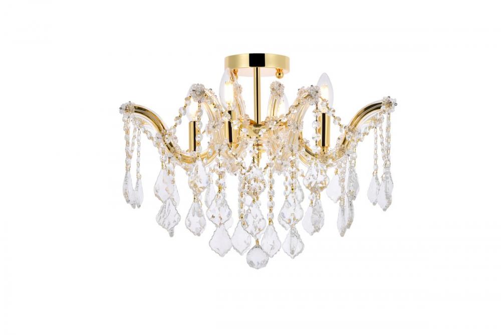 Maria Theresa 4 Light Gold Flush Mount Clear Royal Cut Crystal