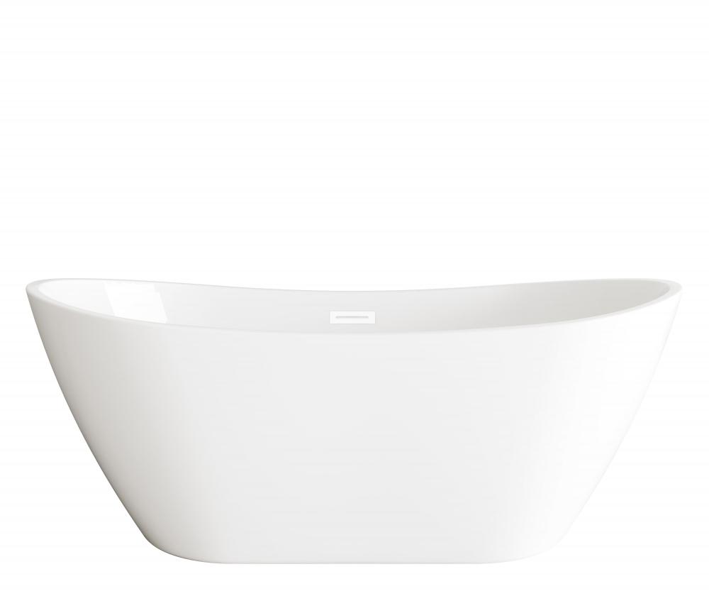 72 inch Soaking Bathtub in Glossy White with Polished White Trim