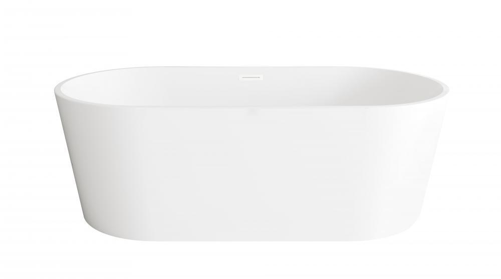 67 inch Bathtub in Glossy White with Polished White Trim