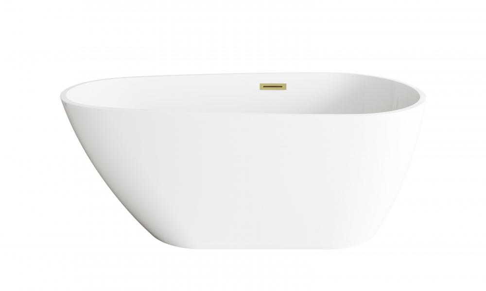 59 inch Bathtub in Glossy White with Brushed Gold Trim