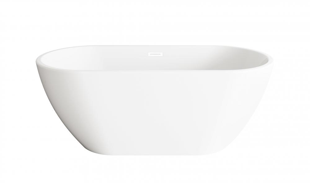 59 inch Bathtub in Glossy White with Polished White Trim