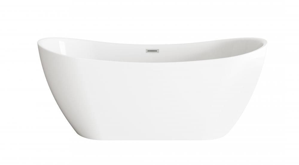 67 inch Bathtub in Glossy White with Brushed Nickel Trim