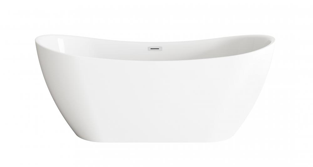 67 inch Bathtub in Glossy White with Chrome Trim