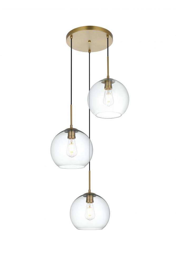 Baxter 20 Inch Pendant Clear Shade in Satin Gold